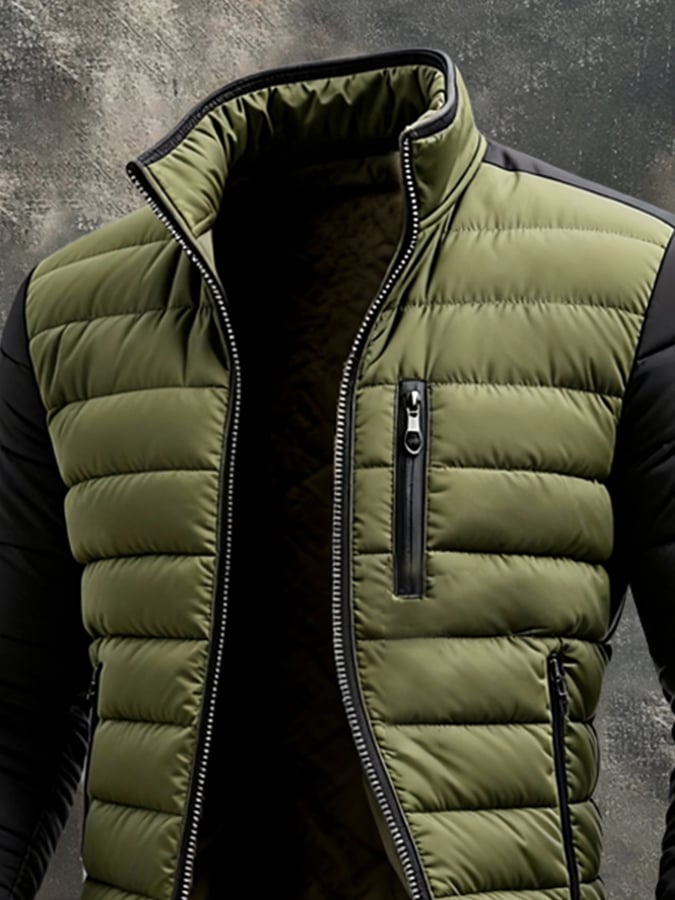Elmont | Quilted Zip-Front Jacket with Contrast Sleeves