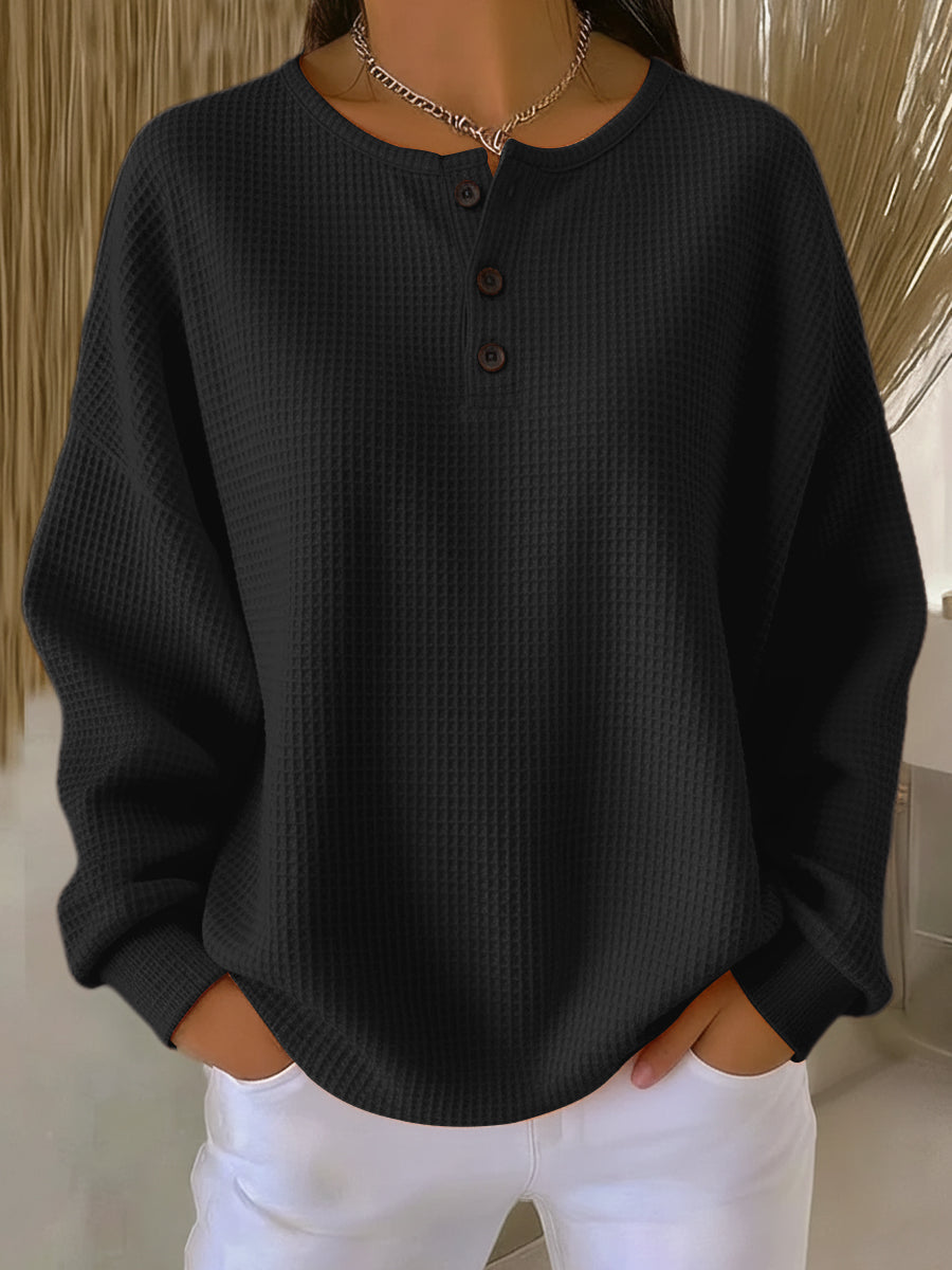 Elmont | Waffle-Knit Collared Sweatshirt