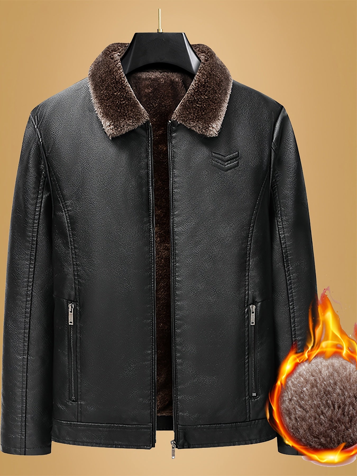 Elmont | Faux Leather Biker Jacket with Fur Collar