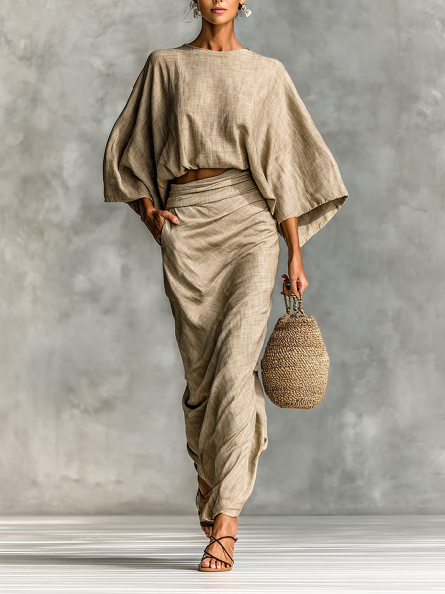 Elmont | Cotton-Linen Long Sleeve Skirt Set