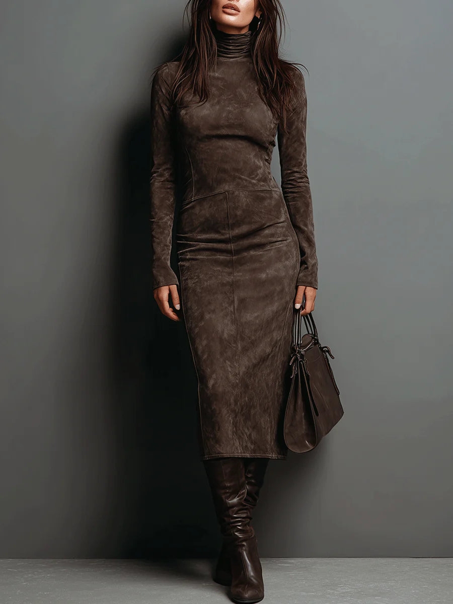Elmont | Long-Sleeve Turtleneck Midi Dress