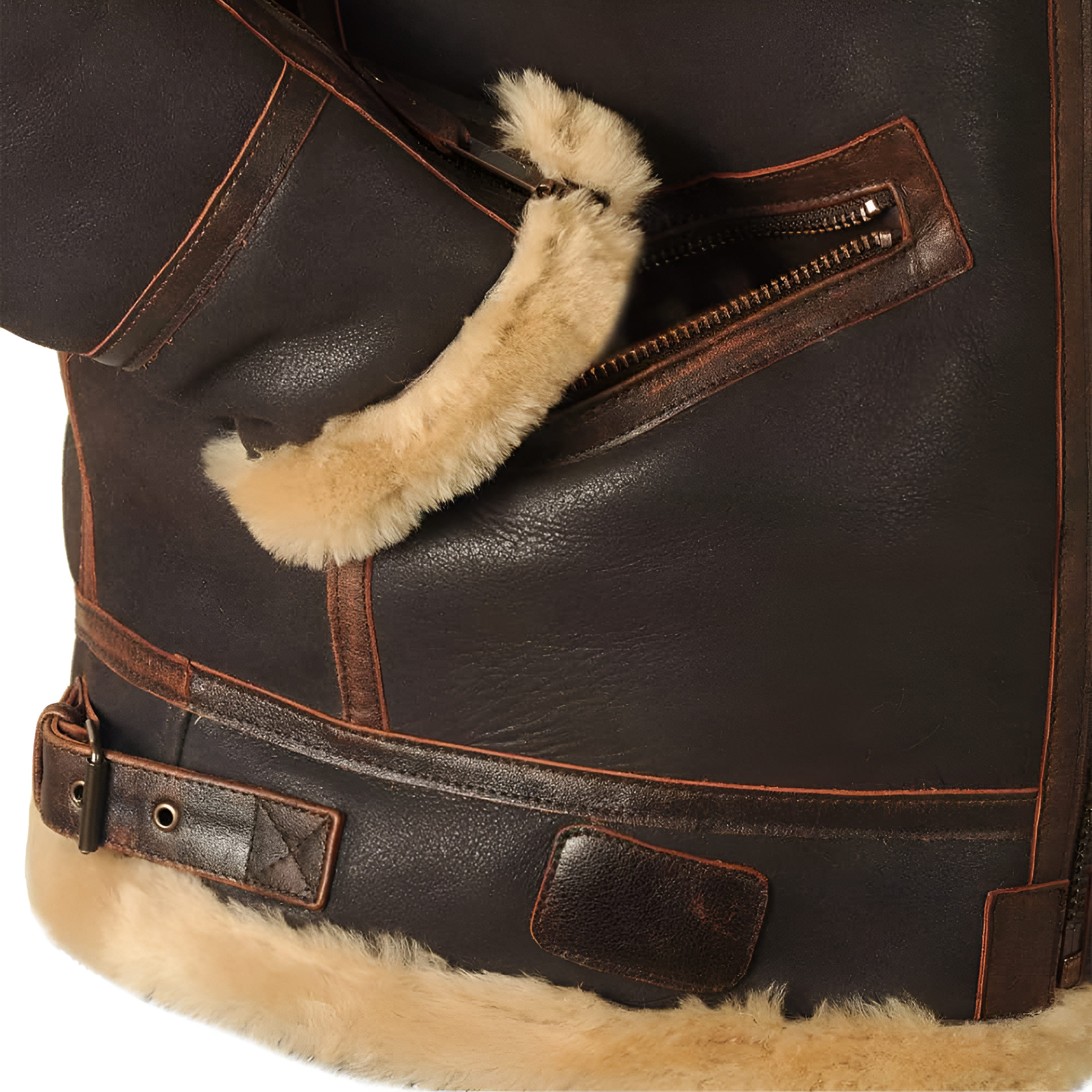 Elmont | Shearling-Lined Leather Aviator Jacket