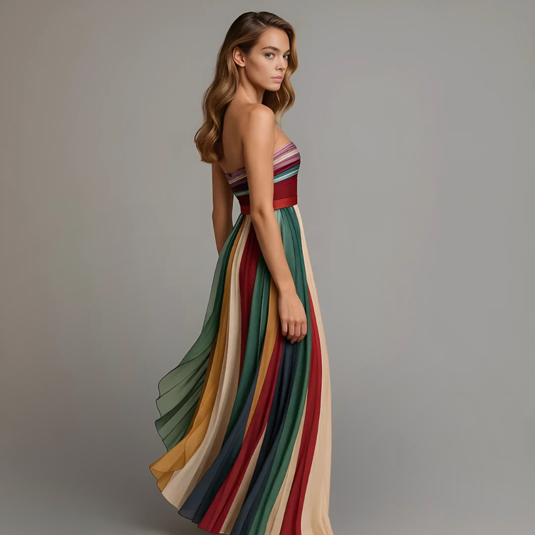 Naomi | Strapless Pleated Maxi Dress