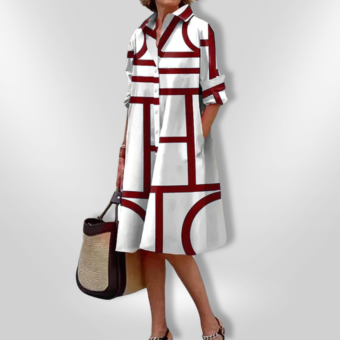 M&H | Geometric Button-Front Dress