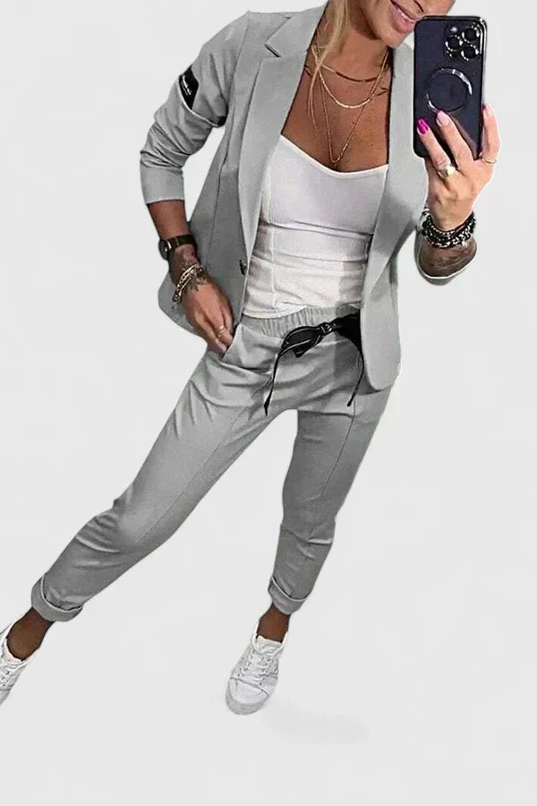M&H | Blazer & Jogger Set with Elastic Waist