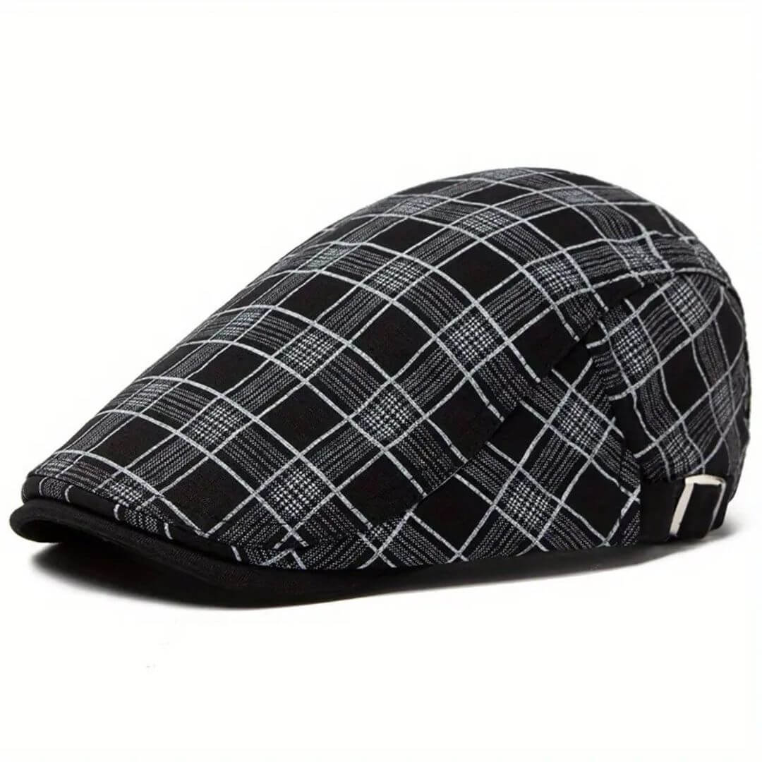Elmont | Linen-Cotton Plaid Flat Cap