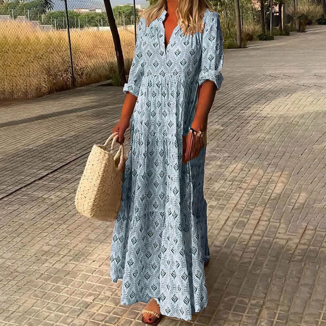Sarah | V-Neck Maxi Dress with Boho Print