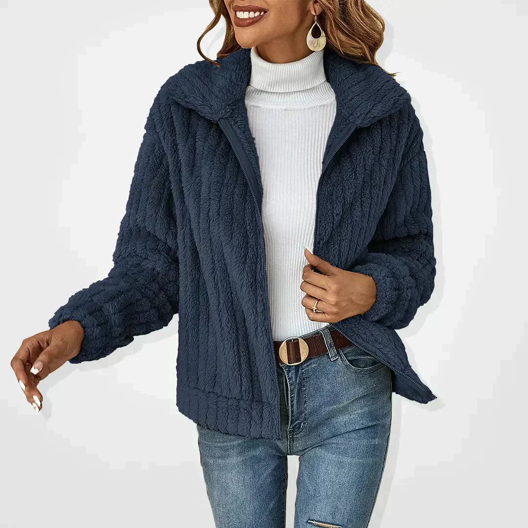Naomi | Long-Sleeve Textured Zip Sweater