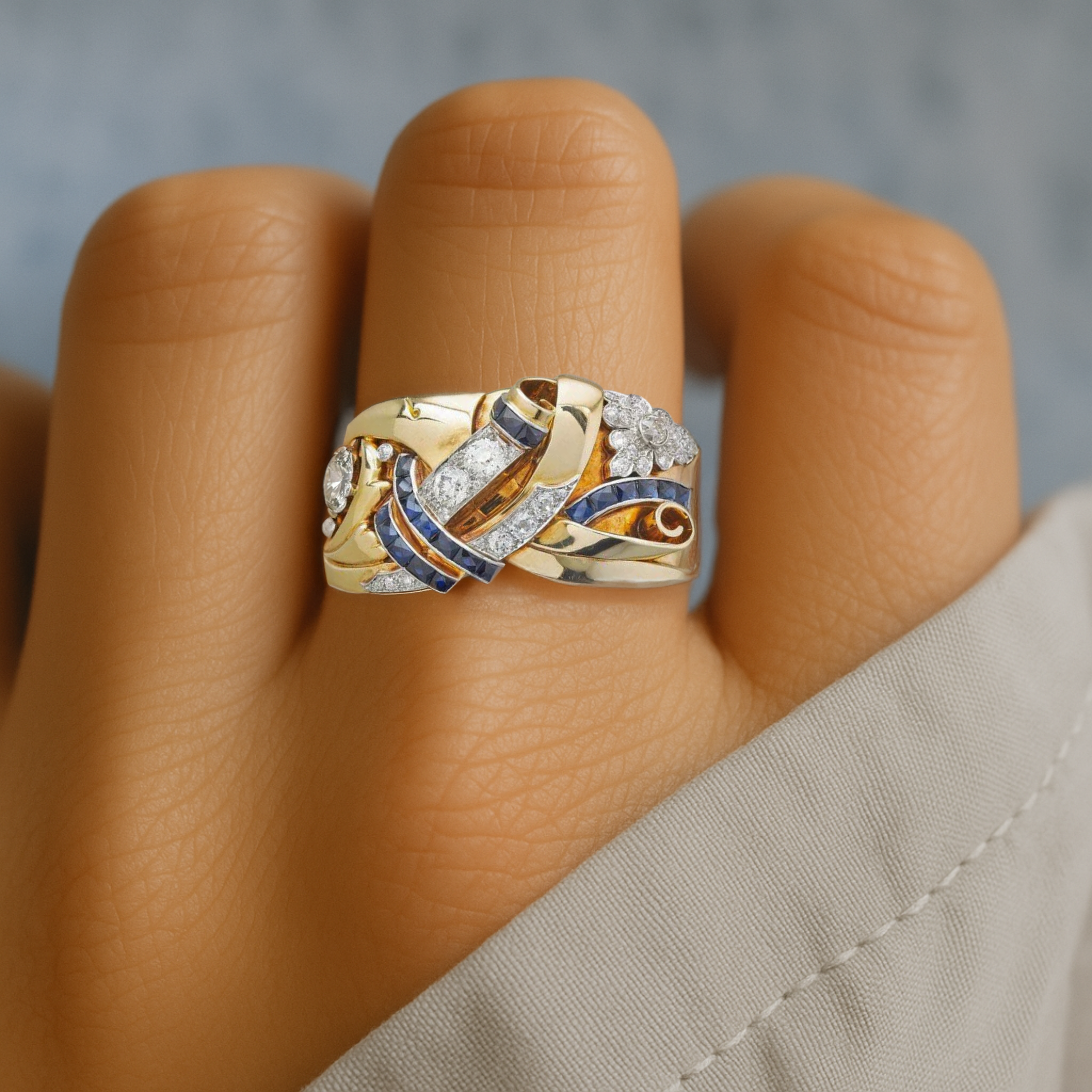 Elmont | Gold-Tone Vintage Cubic Zirconia Ring