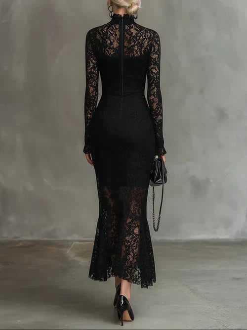 Elmont | Lace High-Neck Maxi Dress
