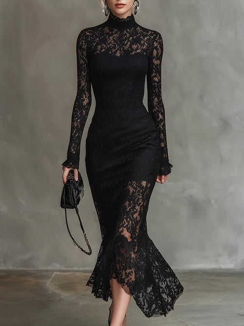 Elmont | Lace High-Neck Maxi Dress