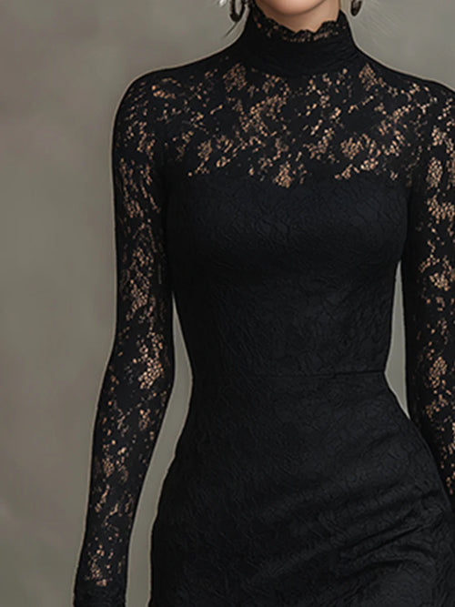 Elmont | High-Neck Lace Maxi Dress