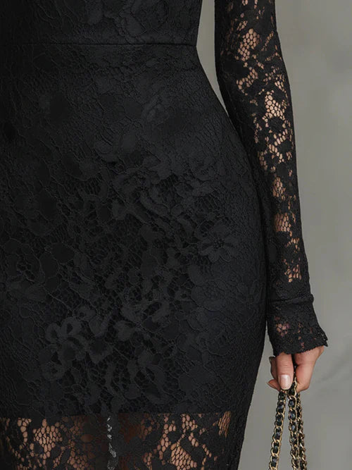 Elmont | High-Neck Lace Maxi Dress