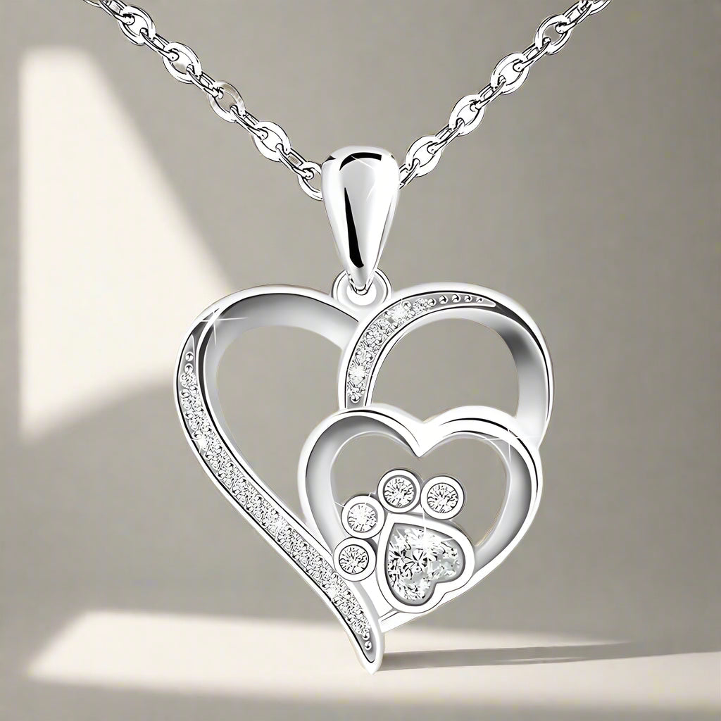 Elmont | 925 Sterling Silver Paw Heart Necklace