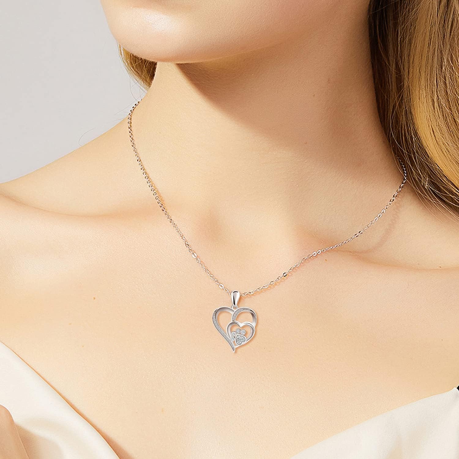 Elmont | 925 Sterling Silver Paw Heart Necklace
