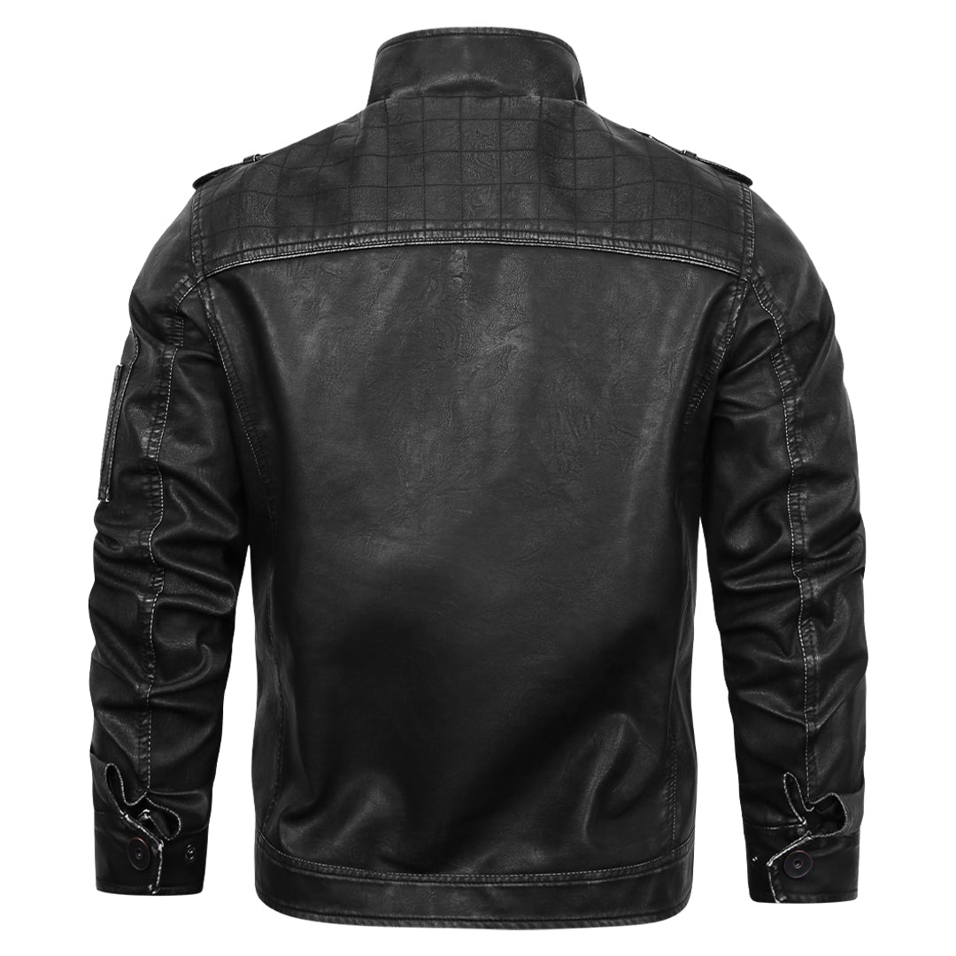 Elmont | Embroidered PU Leather Jacket
