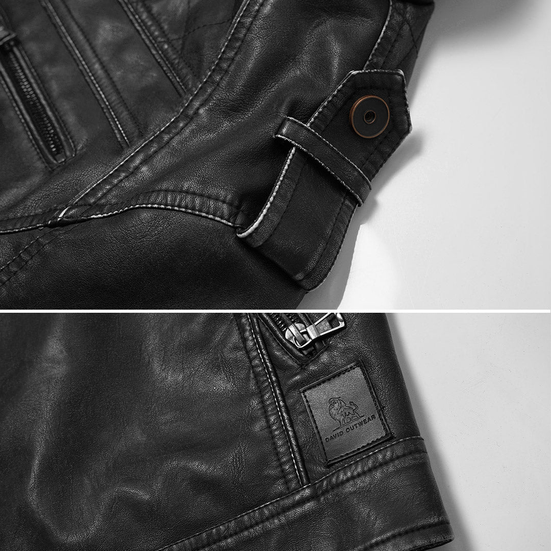 Elmont | Embroidered PU Leather Jacket