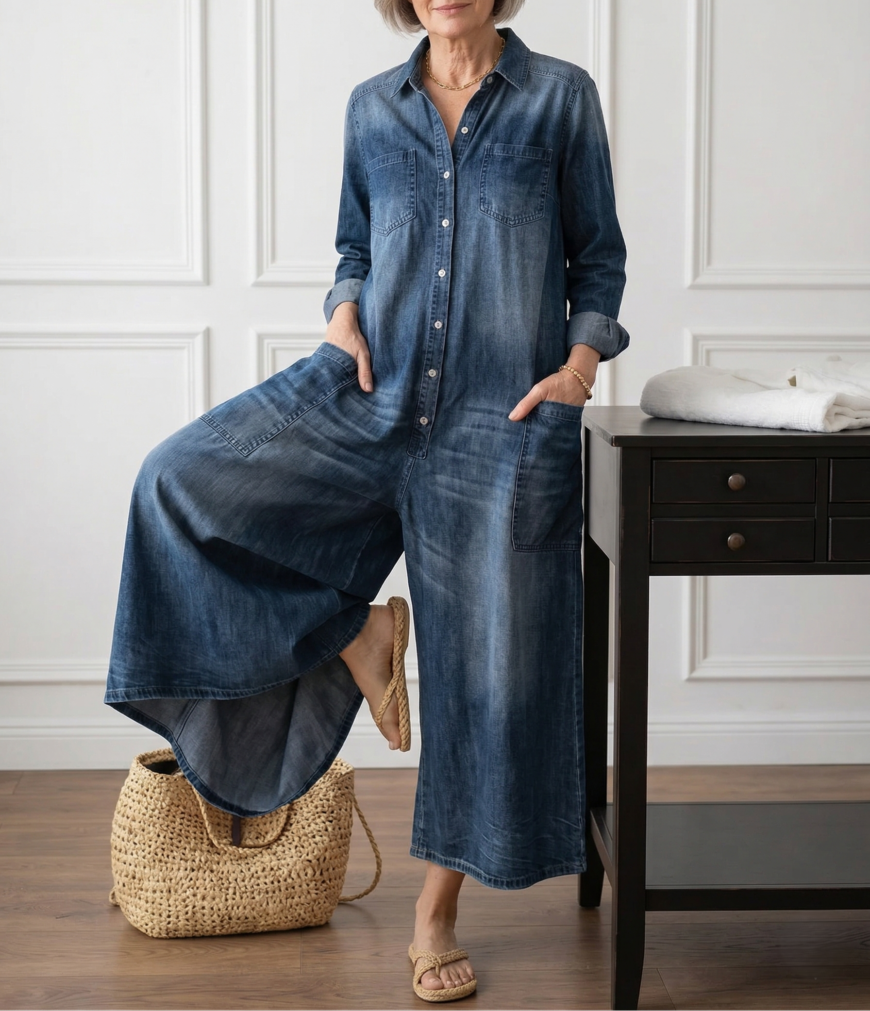 M&H | Vintage-Washed Denim Jumpsuit