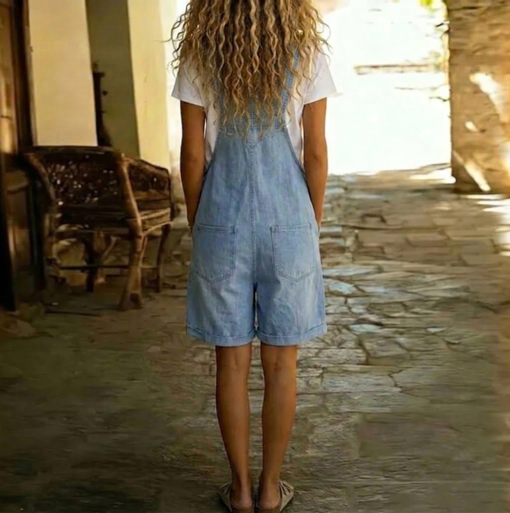 M&H | Denim-Look Short Overalls