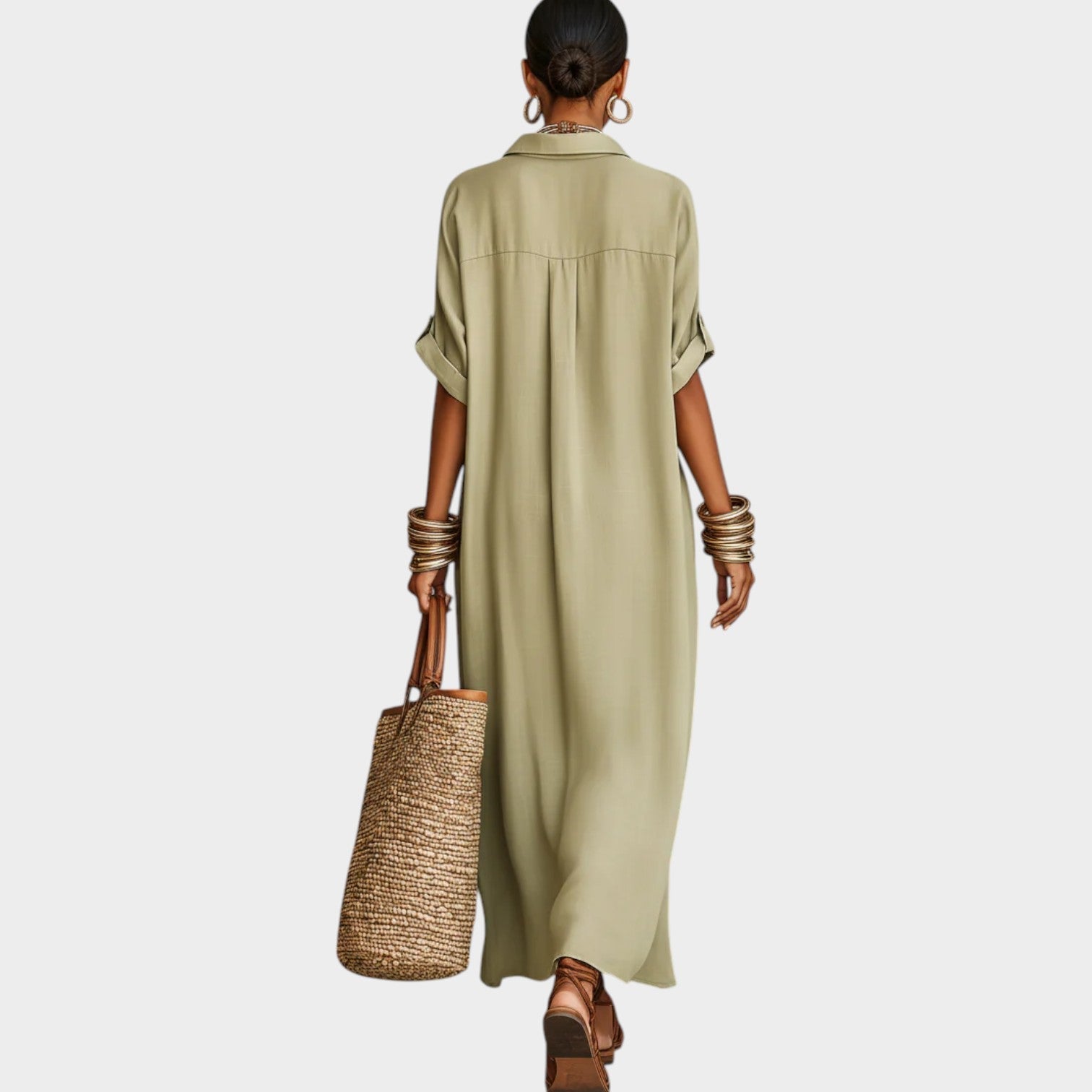 Nora | Button-Front Maxi Shirt Dress