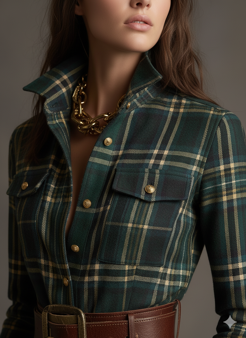 Elmont | Plaid Button-Up Shirt Dress