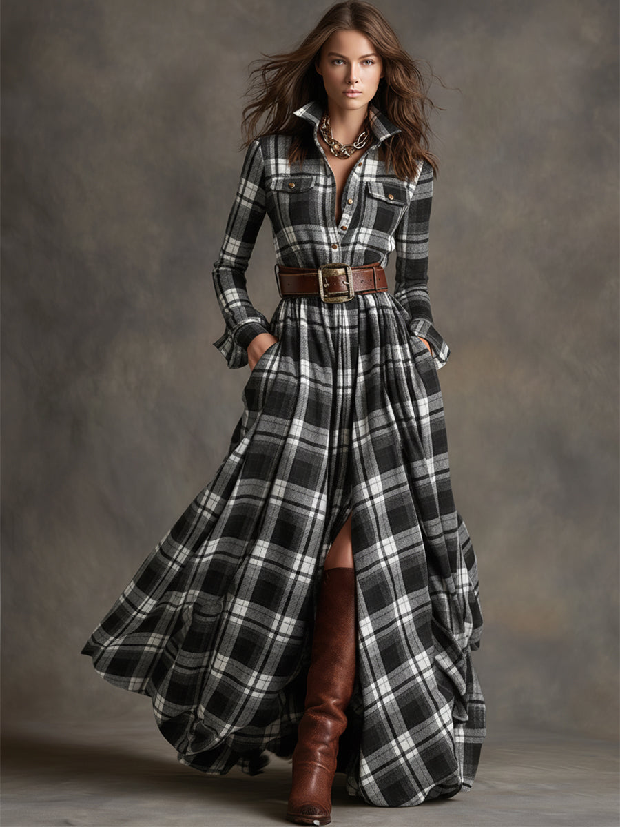 Elmont | Plaid Button-Up Shirt Dress