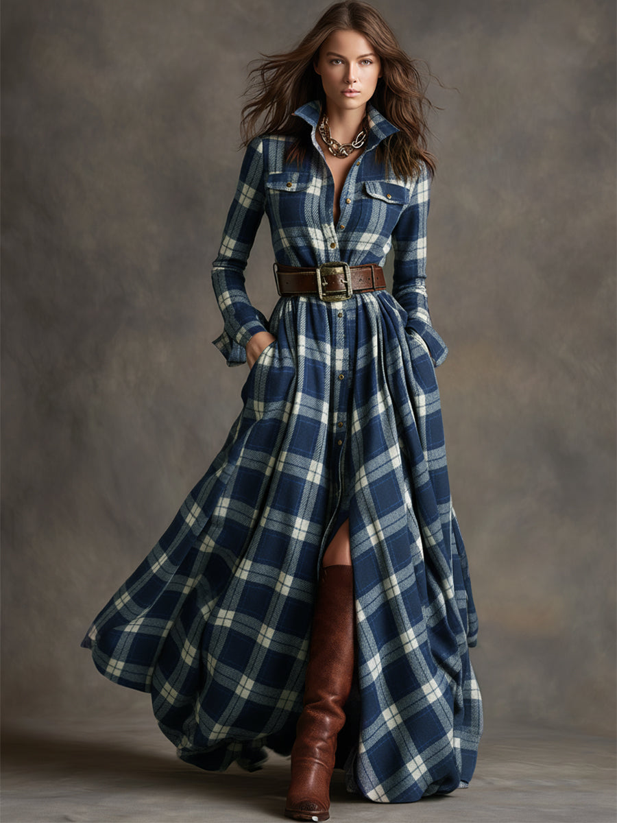 Elmont | Plaid Button-Up Shirt Dress