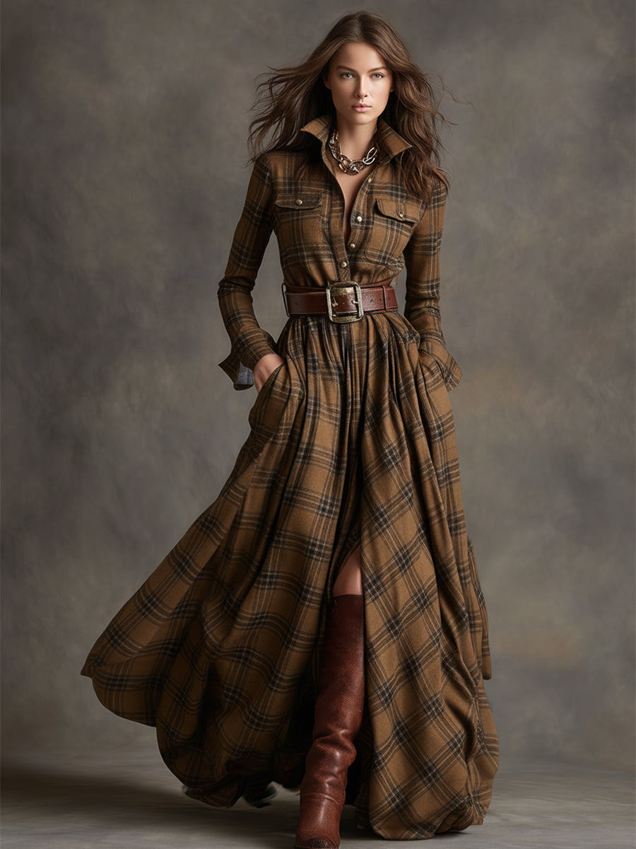 Elmont | Plaid Button-Up Shirt Dress