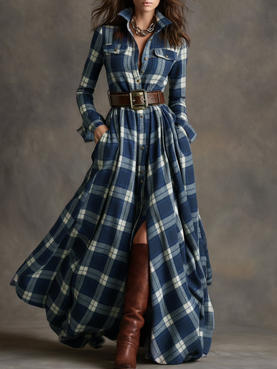 Elmont | Plaid Button-Up Shirt Dress