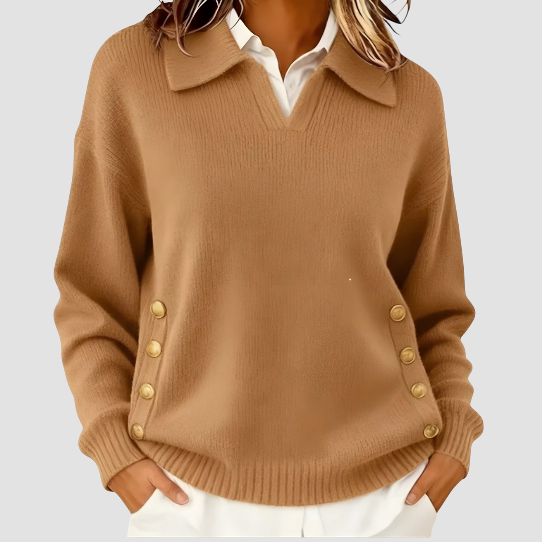 Elmont | Button-Detail V-Neck Sweater