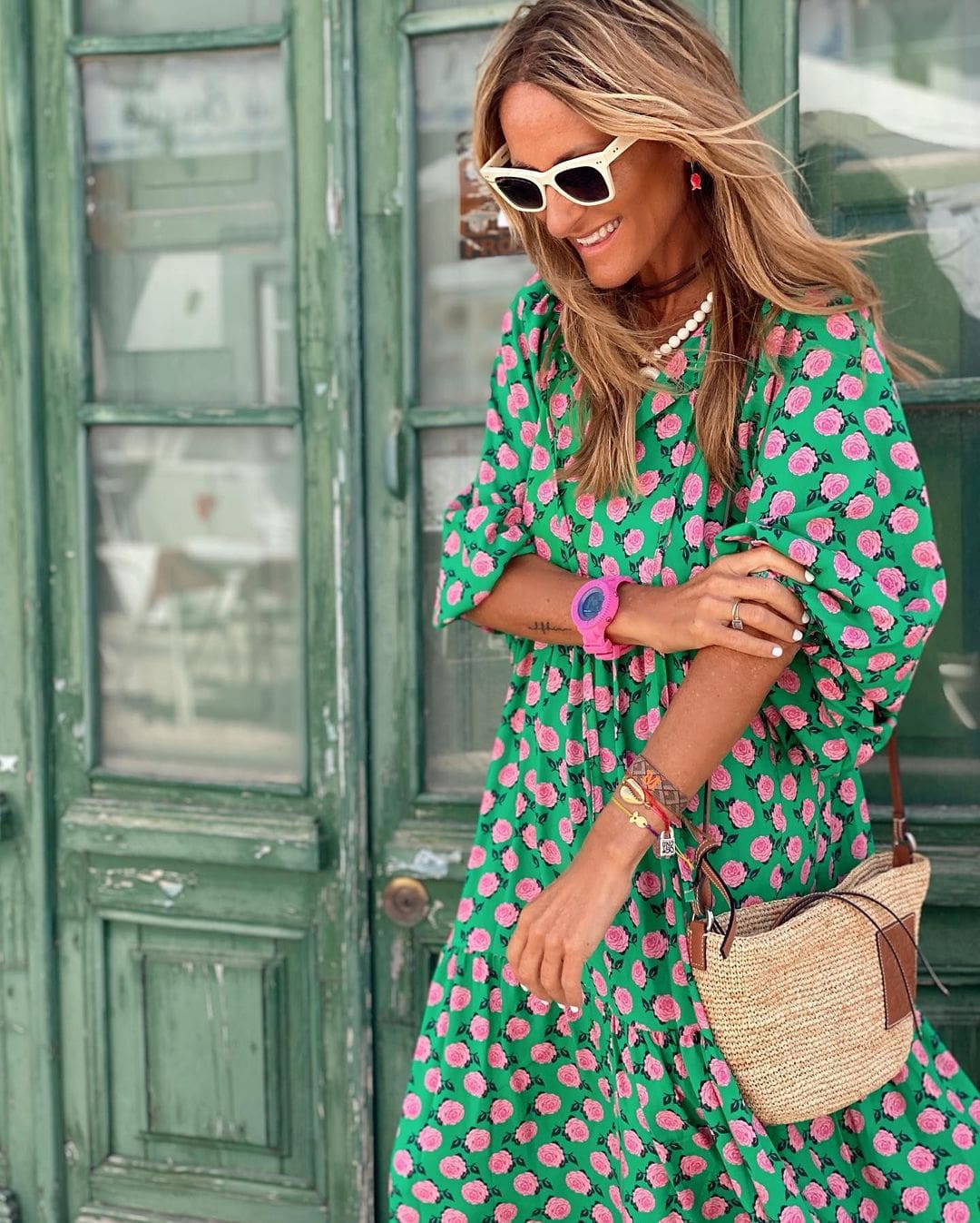 Maya | Chiffon Printed Maxi Dress with V-Neck