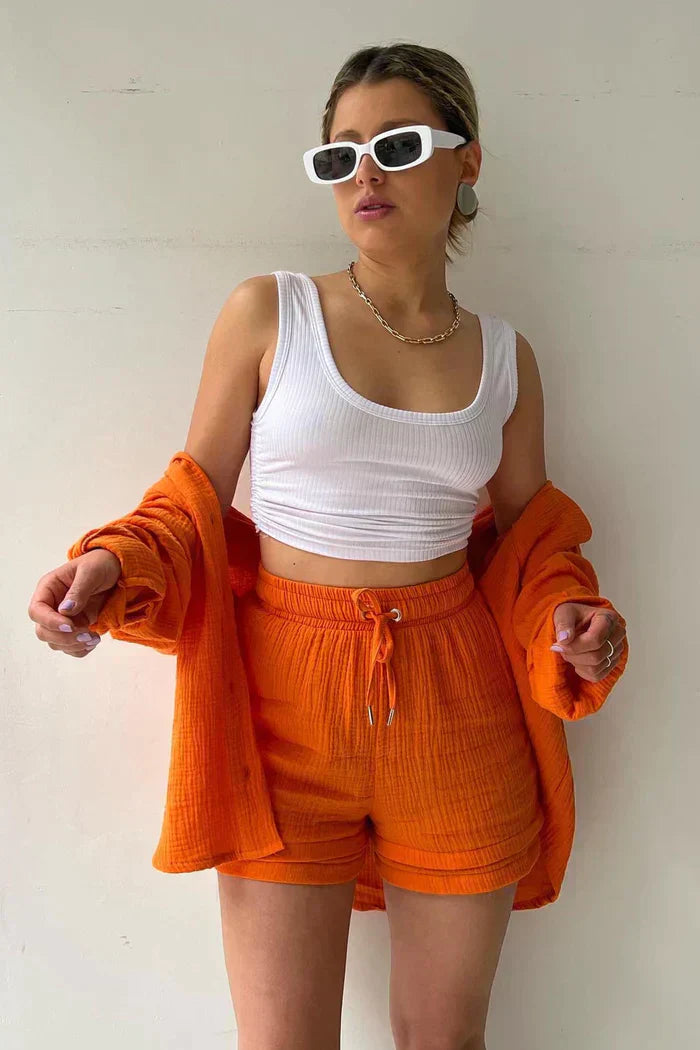 Elmont | Cropped Top & High-Waisted Pants Set