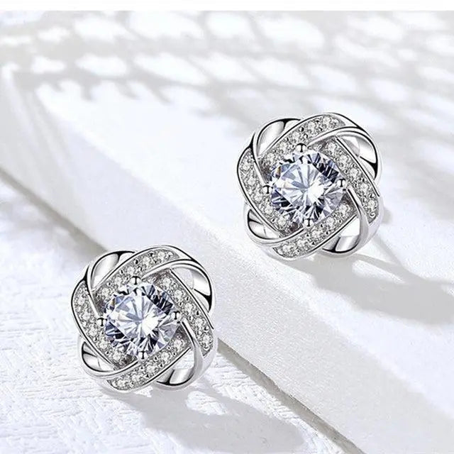 Elmont | Gold Spiral Floral Crystal Earrings