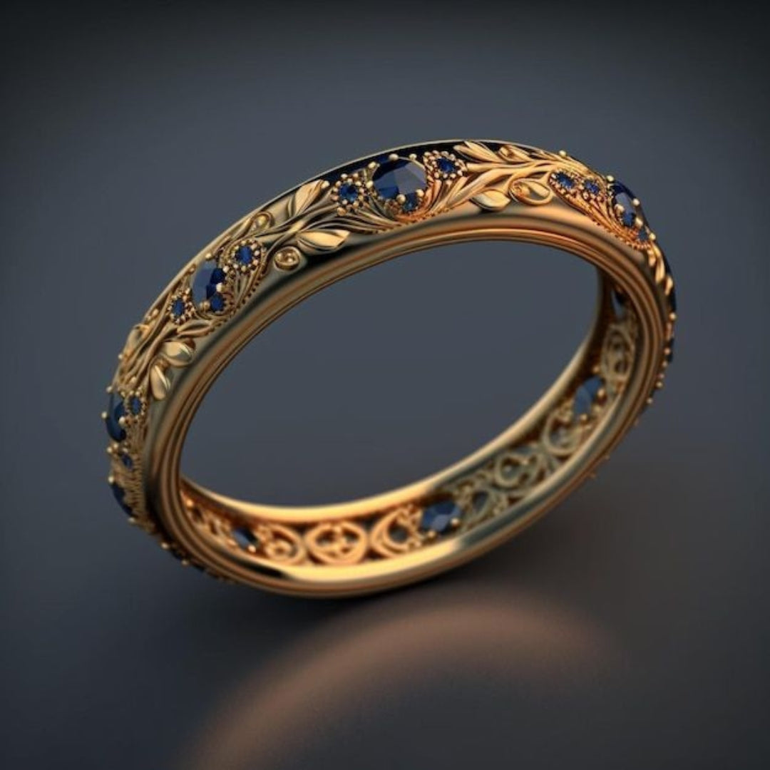Elmont | Blue Cubic Zirconia Leaf Ring