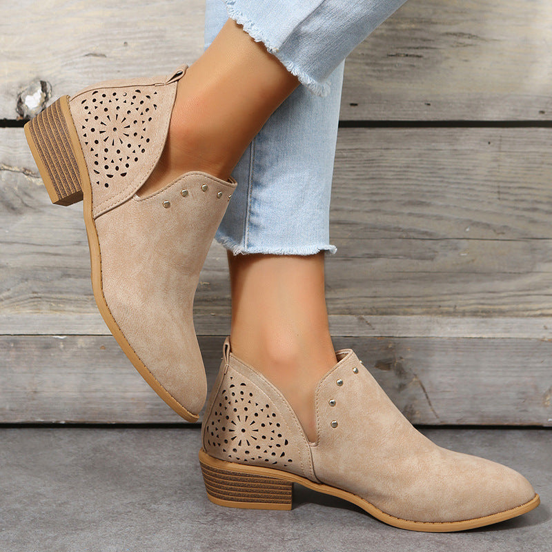 Elmont | Perforated Studded Ankle Boot