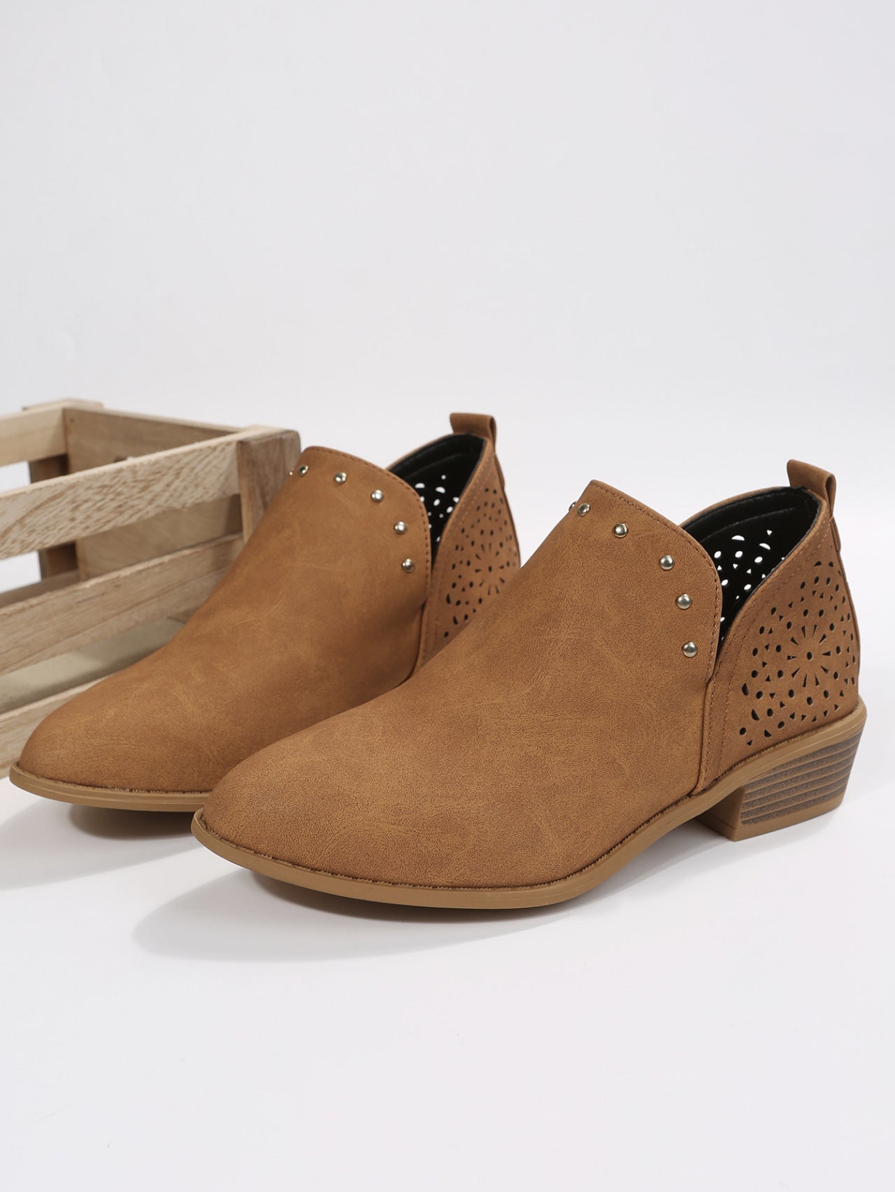 Elmont | Perforated Studded Ankle Boot