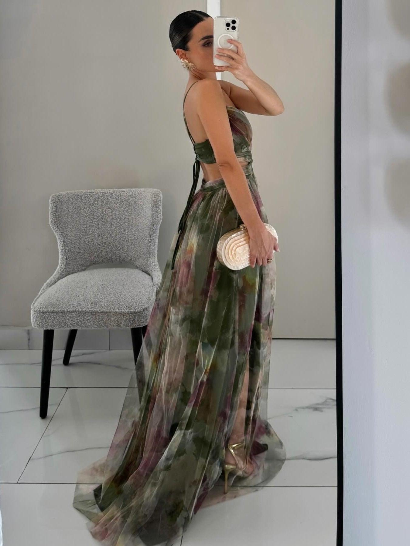 M&H | Painted Floral Print Maxi Dress