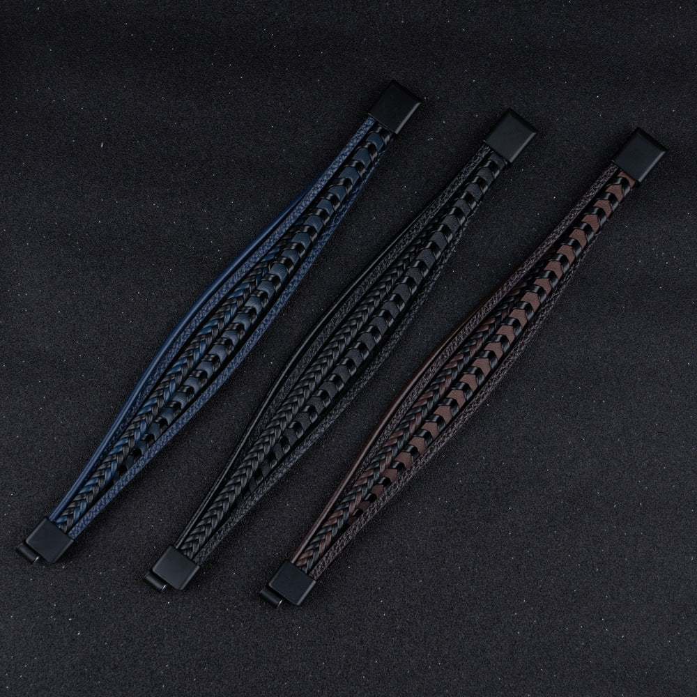 Elmont | Braided PU Leather Bracelet with Magnetic Clasp