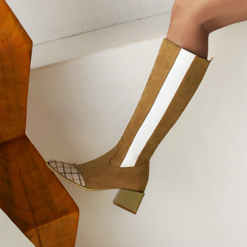 Elmont | Tall Camel Boots with Contrast Band