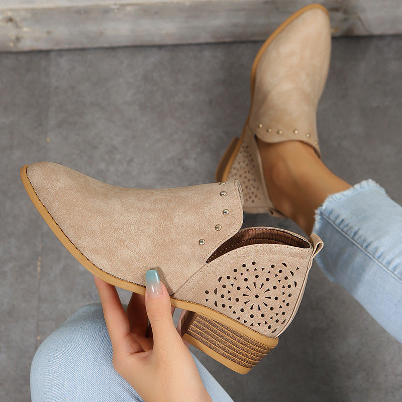 Elmont | Perforated Studded Ankle Boot