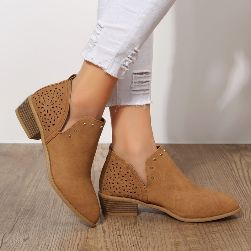 Elmont | Perforated Studded Ankle Boot