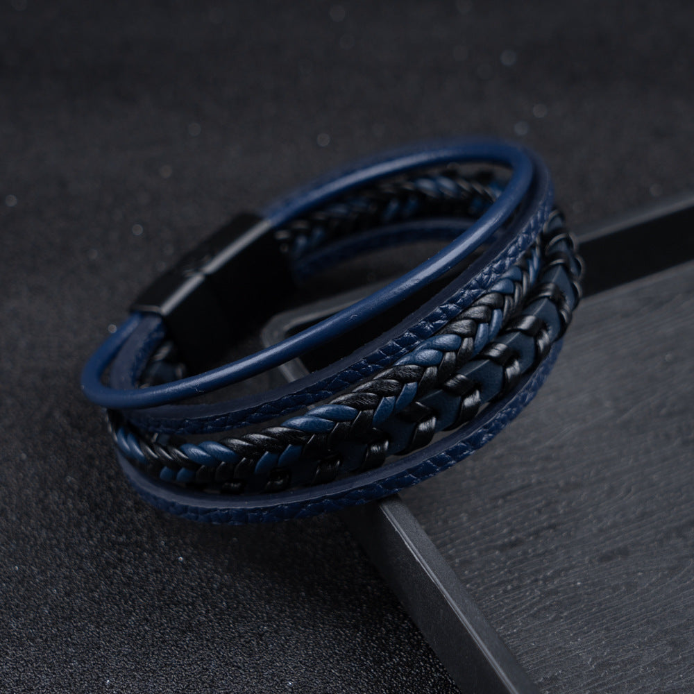 Elmont | Braided PU Leather Bracelet with Magnetic Clasp