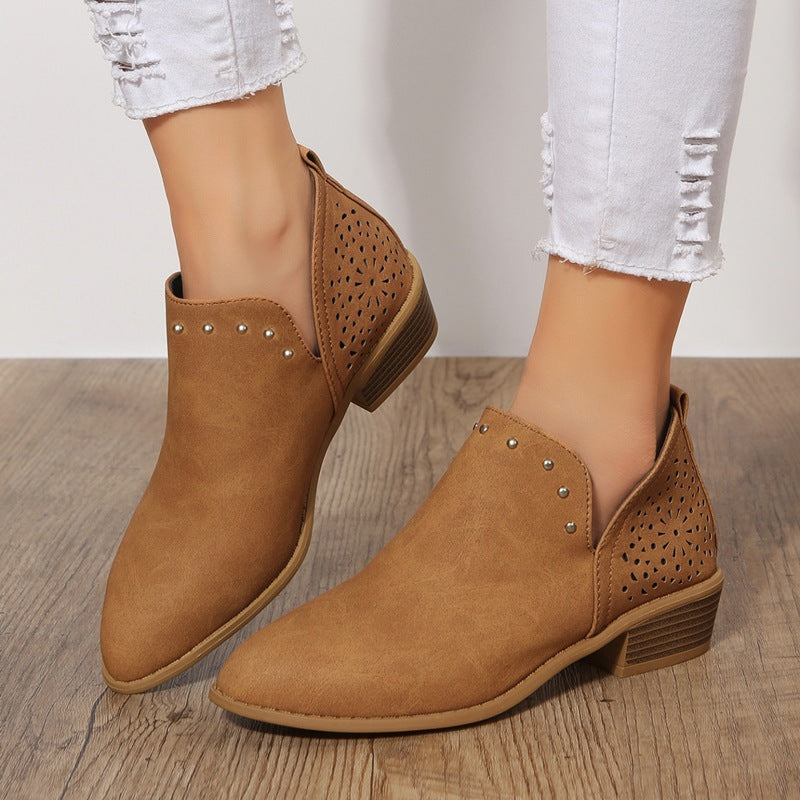 Elmont | Perforated Studded Ankle Boot