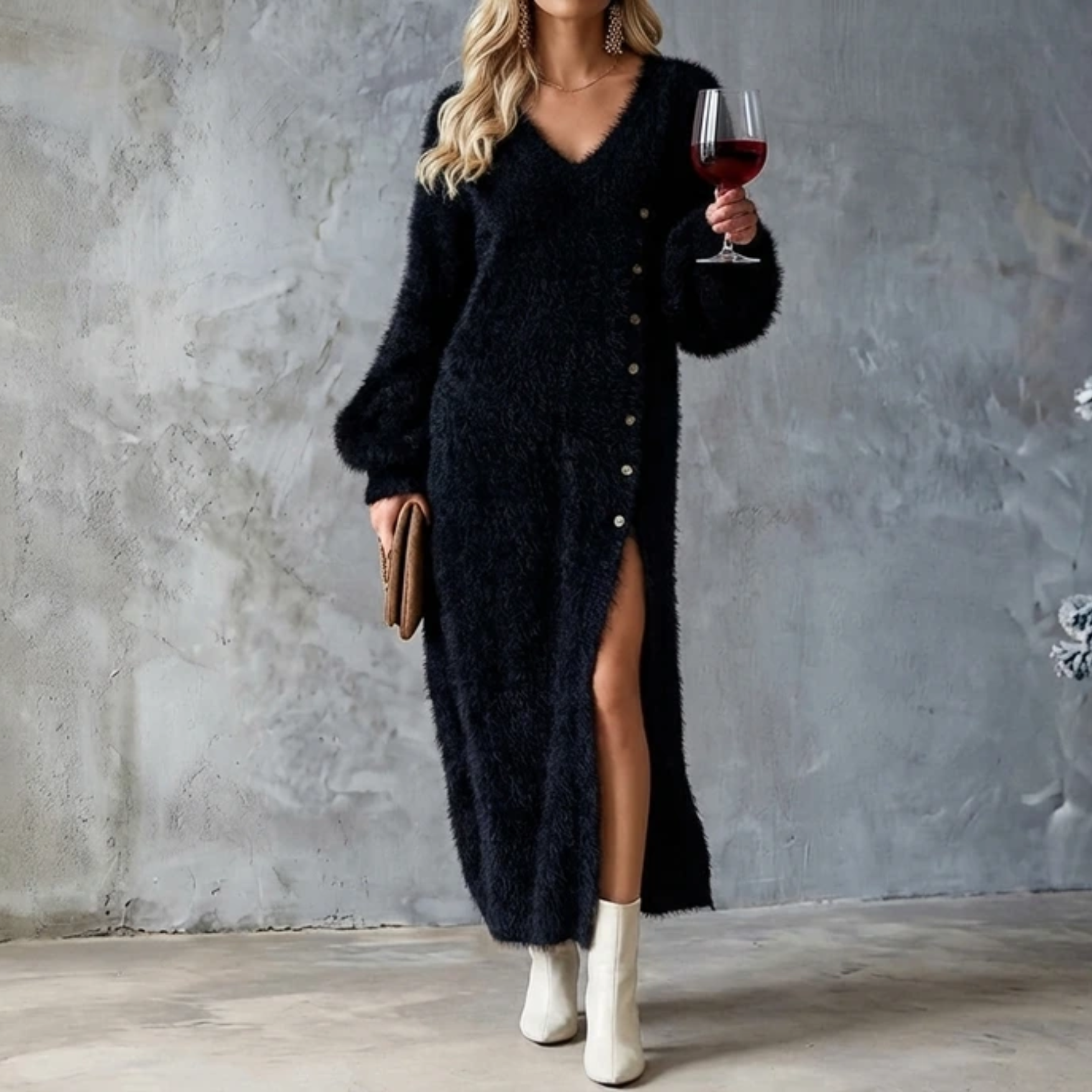 Elmont | V-Neck Knit Lounge Dress
