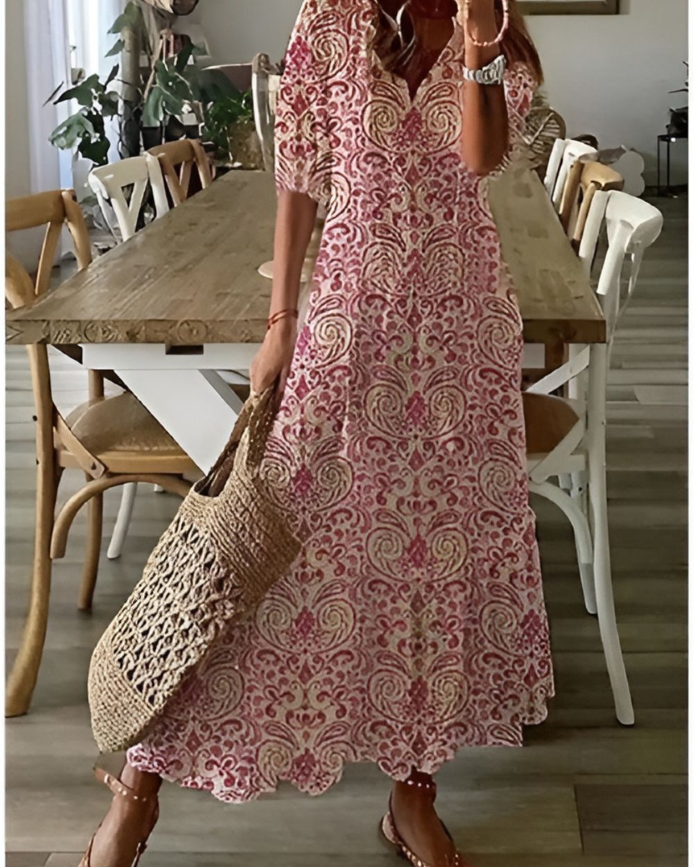 Jasmine | V-Neck Tassel Tie Maxi Dress