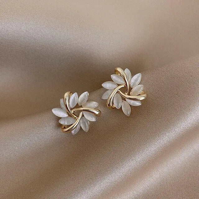 Elmont | White Opal Stud Earrings