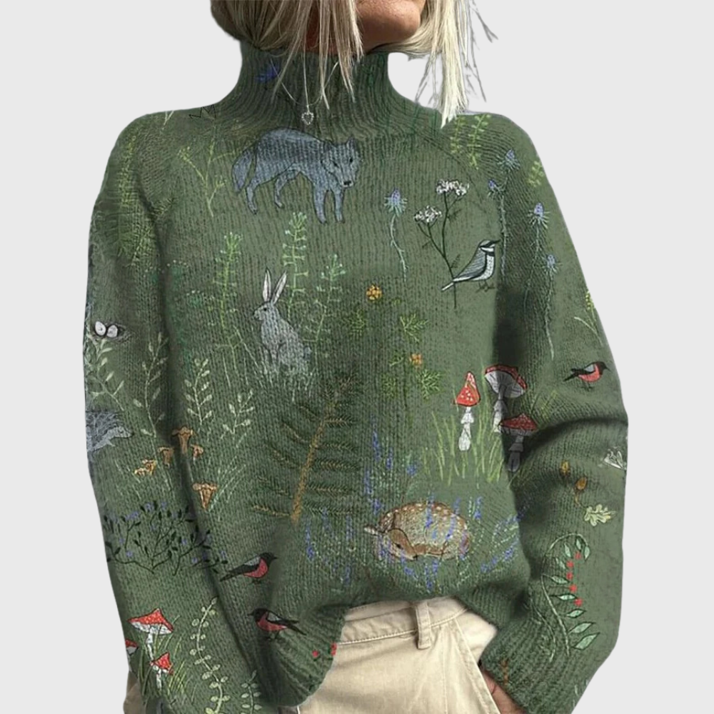 Imani | Turtleneck Pullover Sweater, Animal-Print