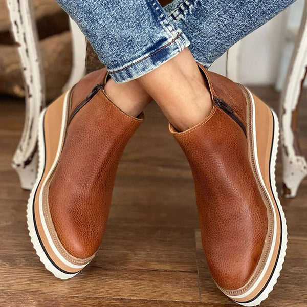 Elmont | Platform Ankle Boot with Side Zipper
