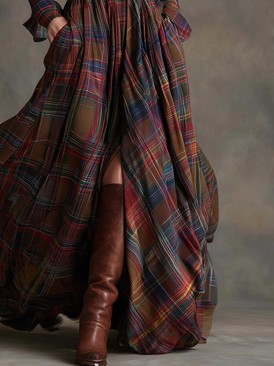 Elmont | Plaid Maxi Dress with Belt