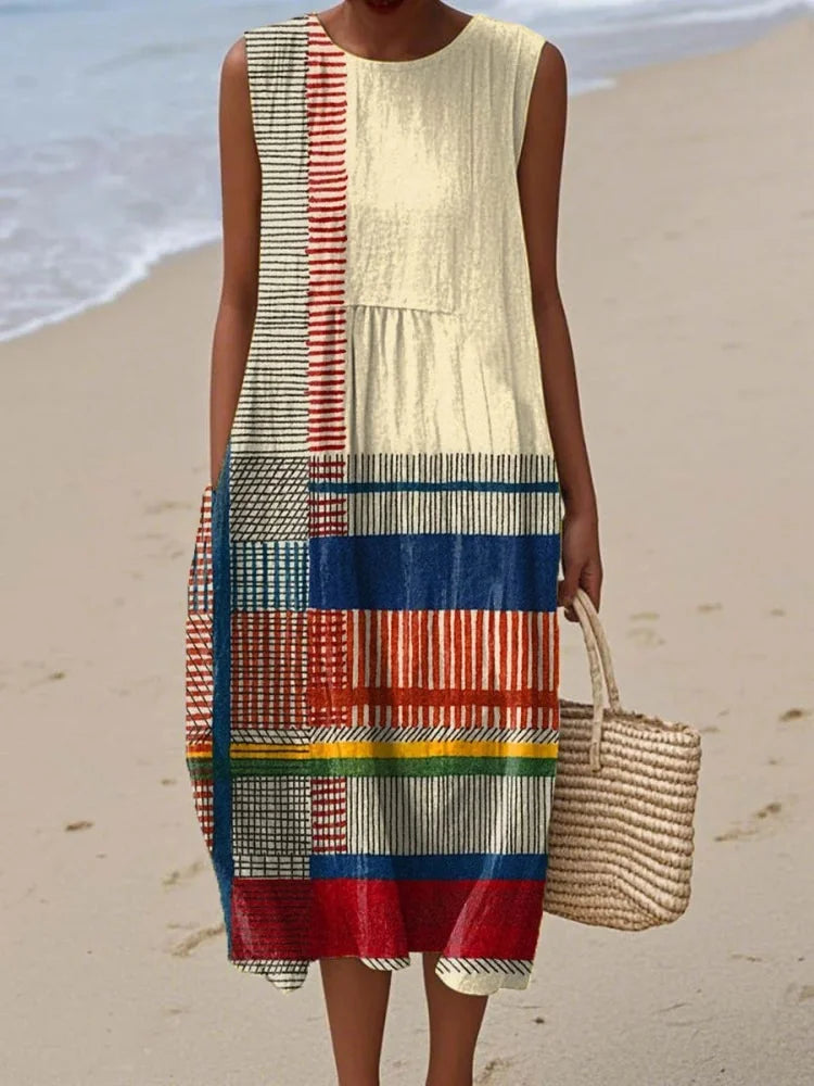 Elmont | Geometric Print Midi Dress